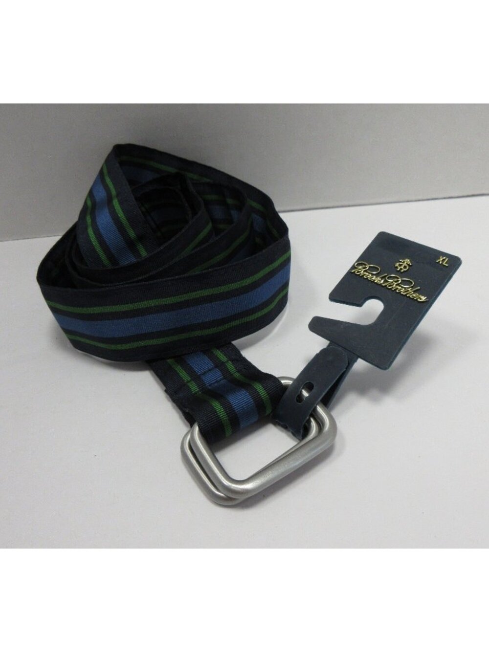 Brooks Brothers Belt XL Webbing Striped Double Ring Preppy 42-44 NEW